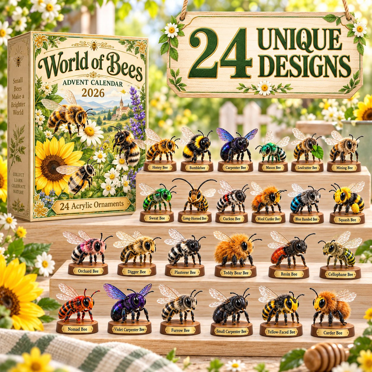 World of Bees 2026 Advent Calendar | 24 Unique Acrylic Ornaments