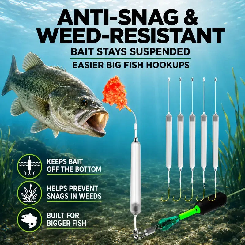 Pre-Tied Off Bottom Fishing Rig | Anti-Snag Floating Bottom Hook Leaders