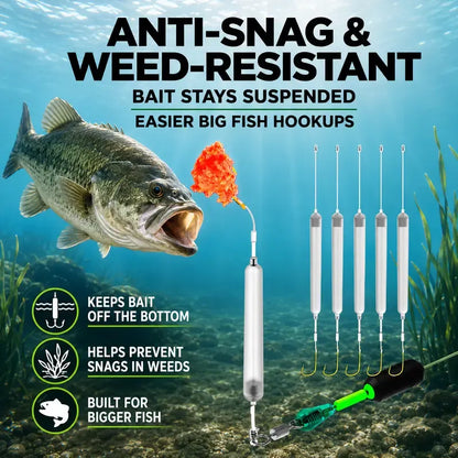 Pre-Tied Off Bottom Fishing Rig | Anti-Snag Floating Bottom Hook Leaders