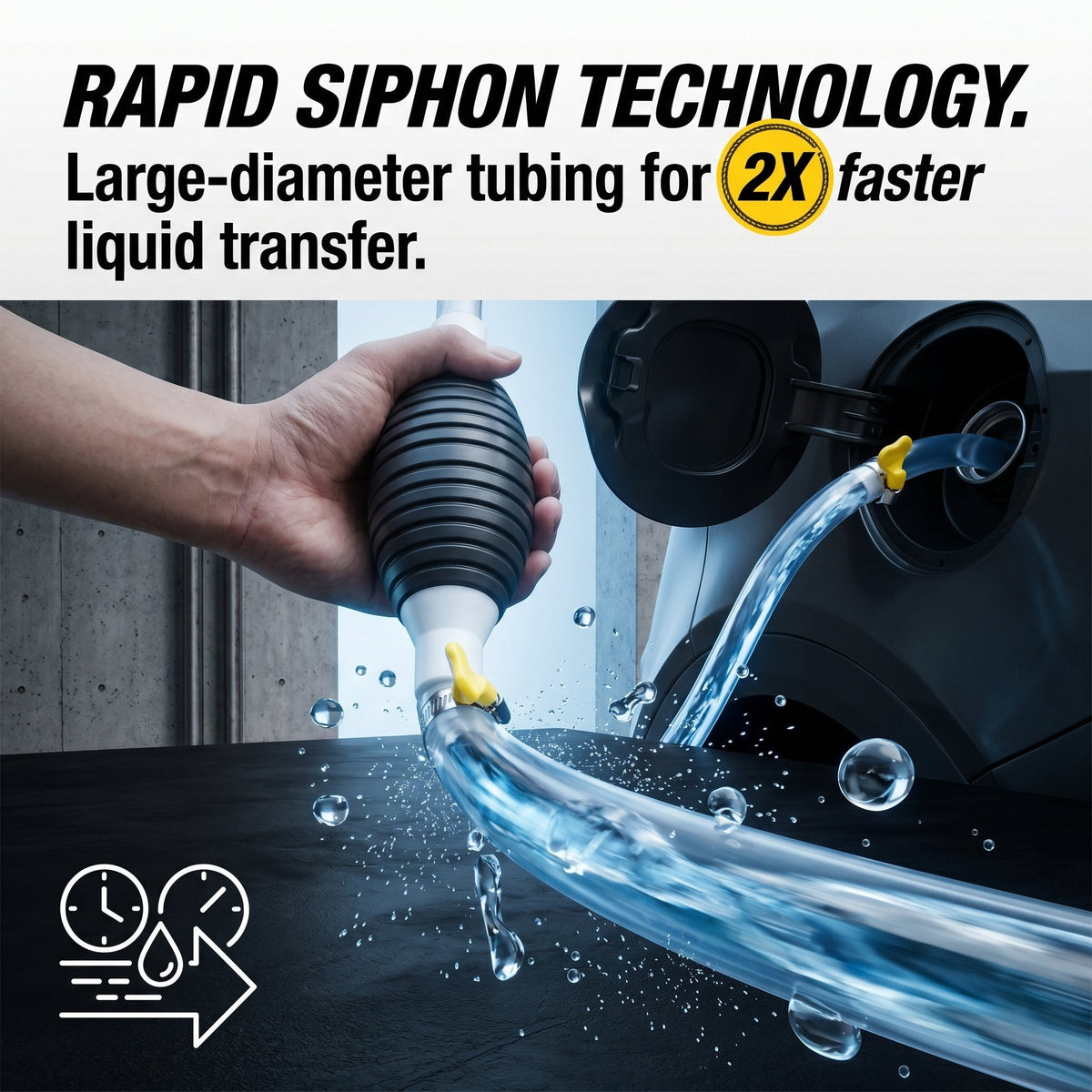 2M Siphon Hand Pump with Shut-Off Valve | Fuel Transfer Pump for Cars & Motorcycles