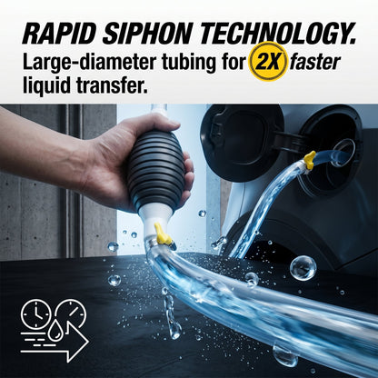 2M Siphon Hand Pump with Shut-Off Valve | Fuel Transfer Pump for Cars & Motorcycles