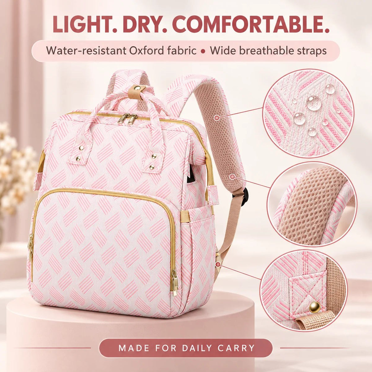 Diaper Bag Backpack with Changing Mat & Insulated Pockets