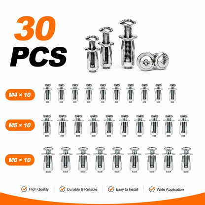 Huge Savings Carbon Steel Button Rivet Locking Nuts Set, M4/M5/M6 Assorted Sizes