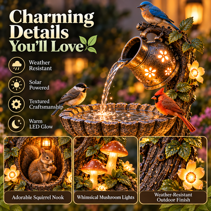 Only: Solar Birdbath Fountain Garden Decor A Cozy Wildlife Haven for Your Yard