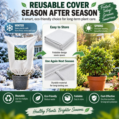 WINTER GARDEN ESSENTIAL | Plant Frost Protection Cover Breathable Reusable Cover for Shrubs, Pots & Young Trees