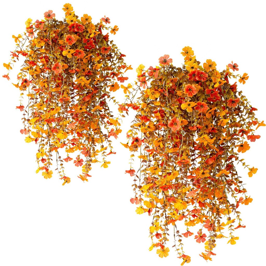 Outdoor Cascading Daisy & Eucalyptus Flowers UV Resistant Faux Hanging Blooms