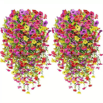 Outdoor Cascading Daisy & Eucalyptus Flowers UV Resistant Faux Hanging Blooms