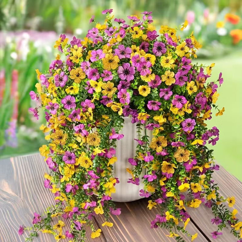 Outdoor Cascading Daisy & Eucalyptus Flowers UV Resistant Faux Hanging Blooms