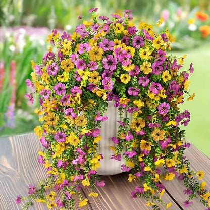 Outdoor Cascading Daisy & Eucalyptus Flowers UV Resistant Faux Hanging Blooms