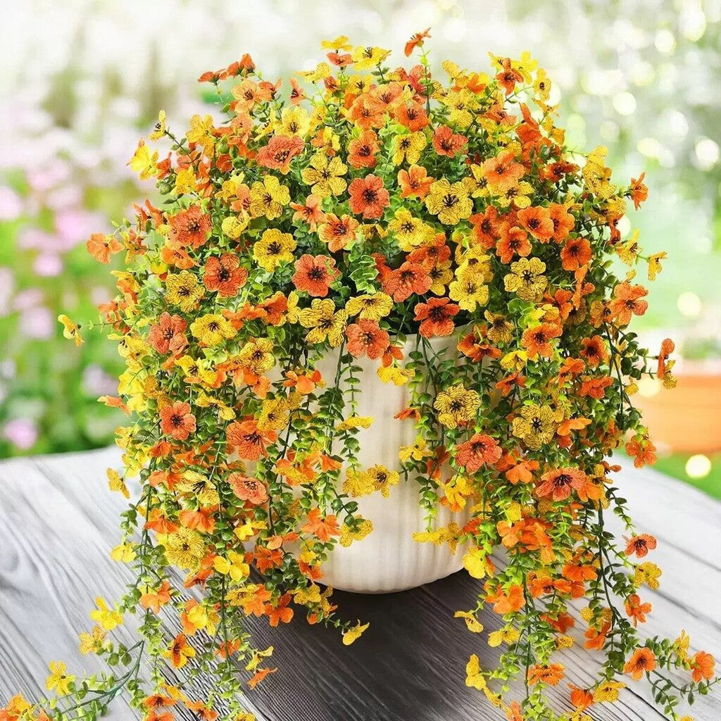 Outdoor Cascading Daisy & Eucalyptus Flowers UV Resistant Faux Hanging Blooms