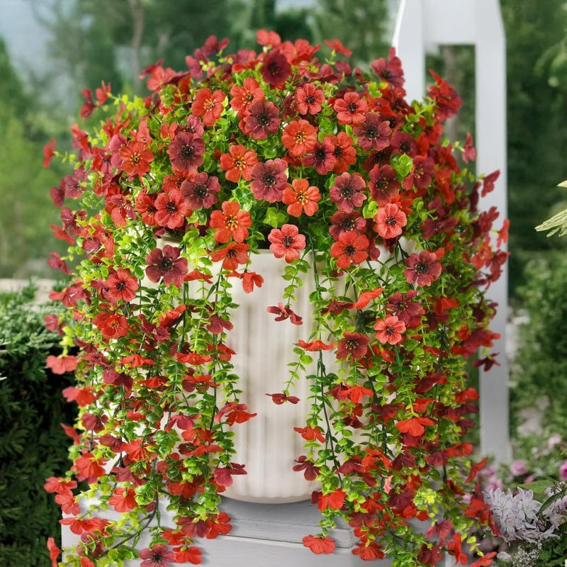 Outdoor Cascading Daisy & Eucalyptus Flowers UV Resistant Faux Hanging Blooms