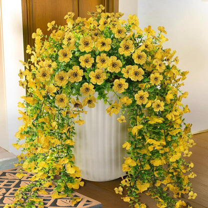 Outdoor Cascading Daisy & Eucalyptus Flowers UV Resistant Faux Hanging Blooms