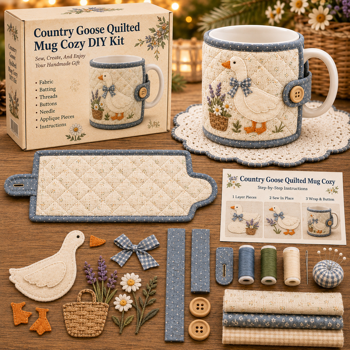 Farmhouse Friends Mug Cozy Sewing Kit