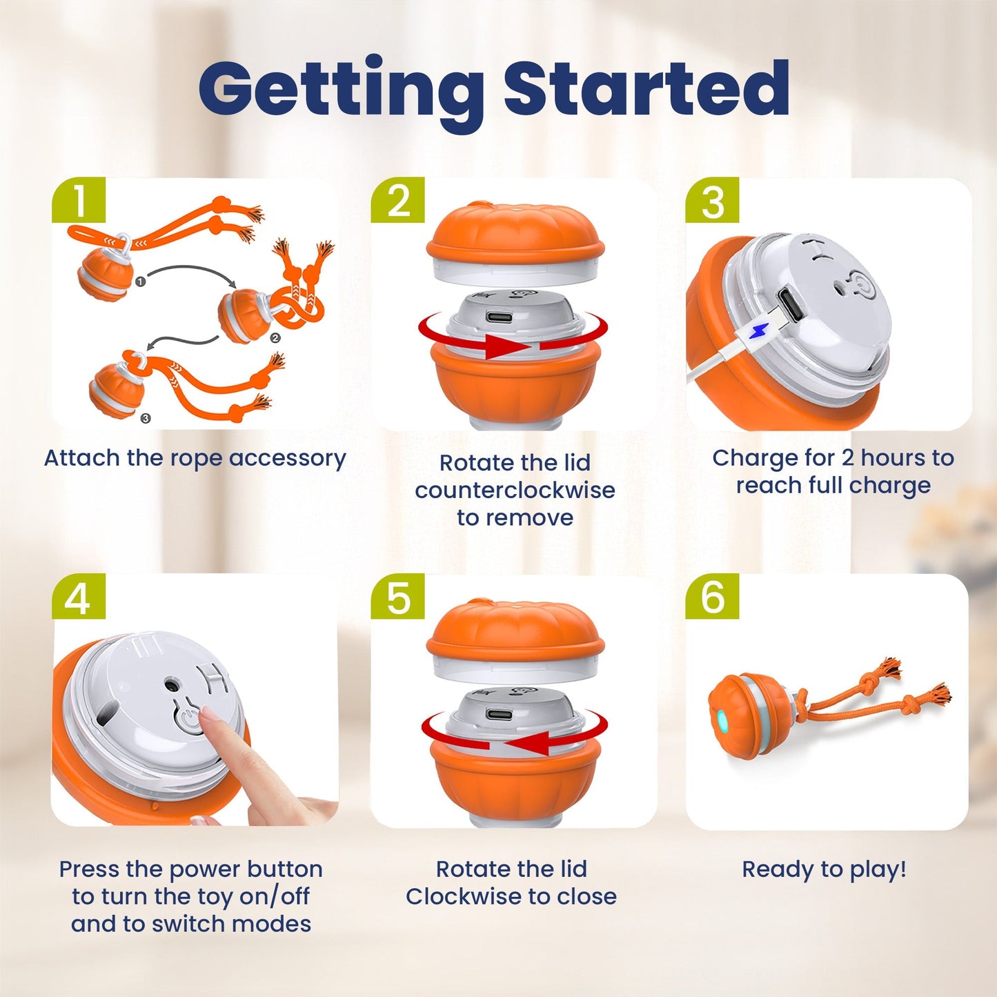 Rechargeable Squeaky Dog Rope Ball