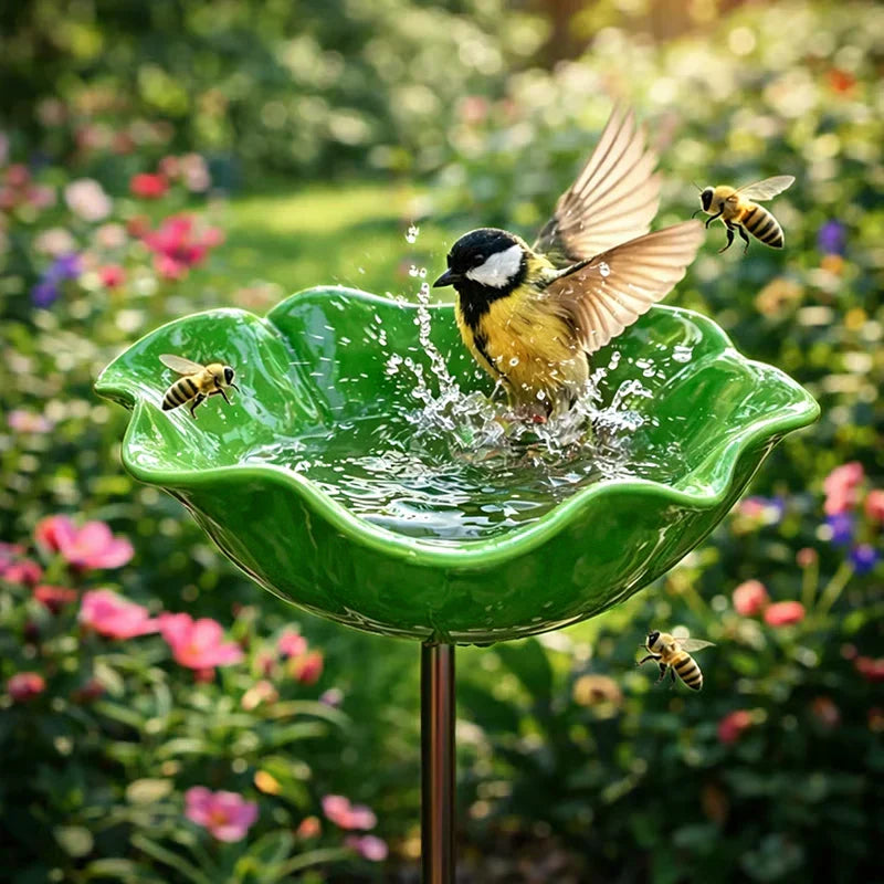 Metal Flower Bird Waterer