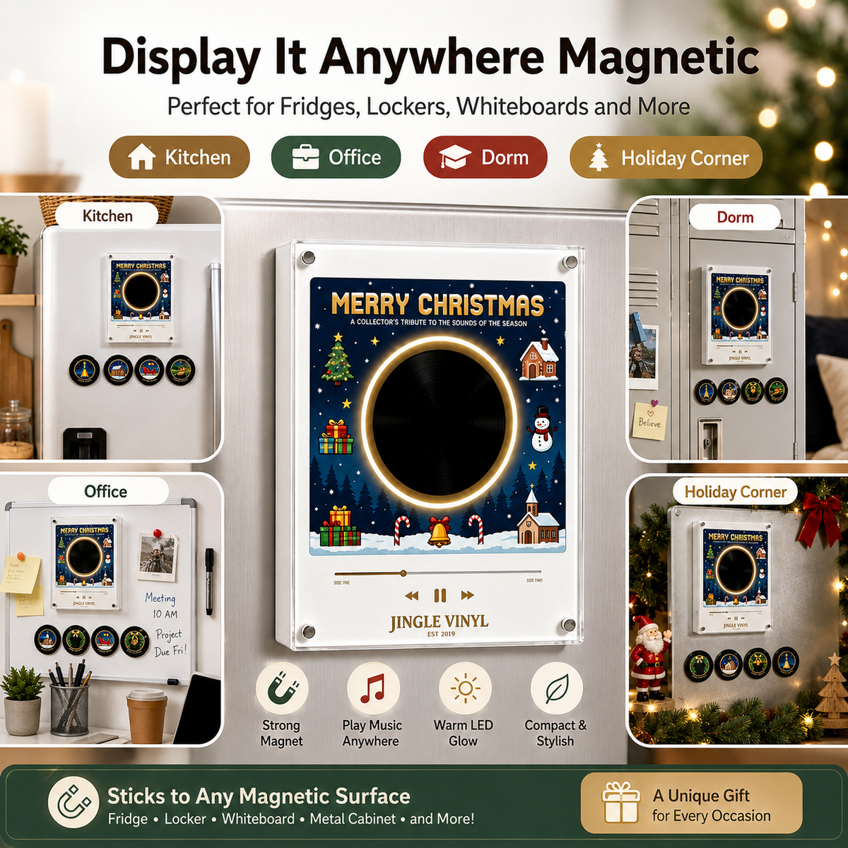 Jingle Vinyl Christmas Magnetic Music Player Set