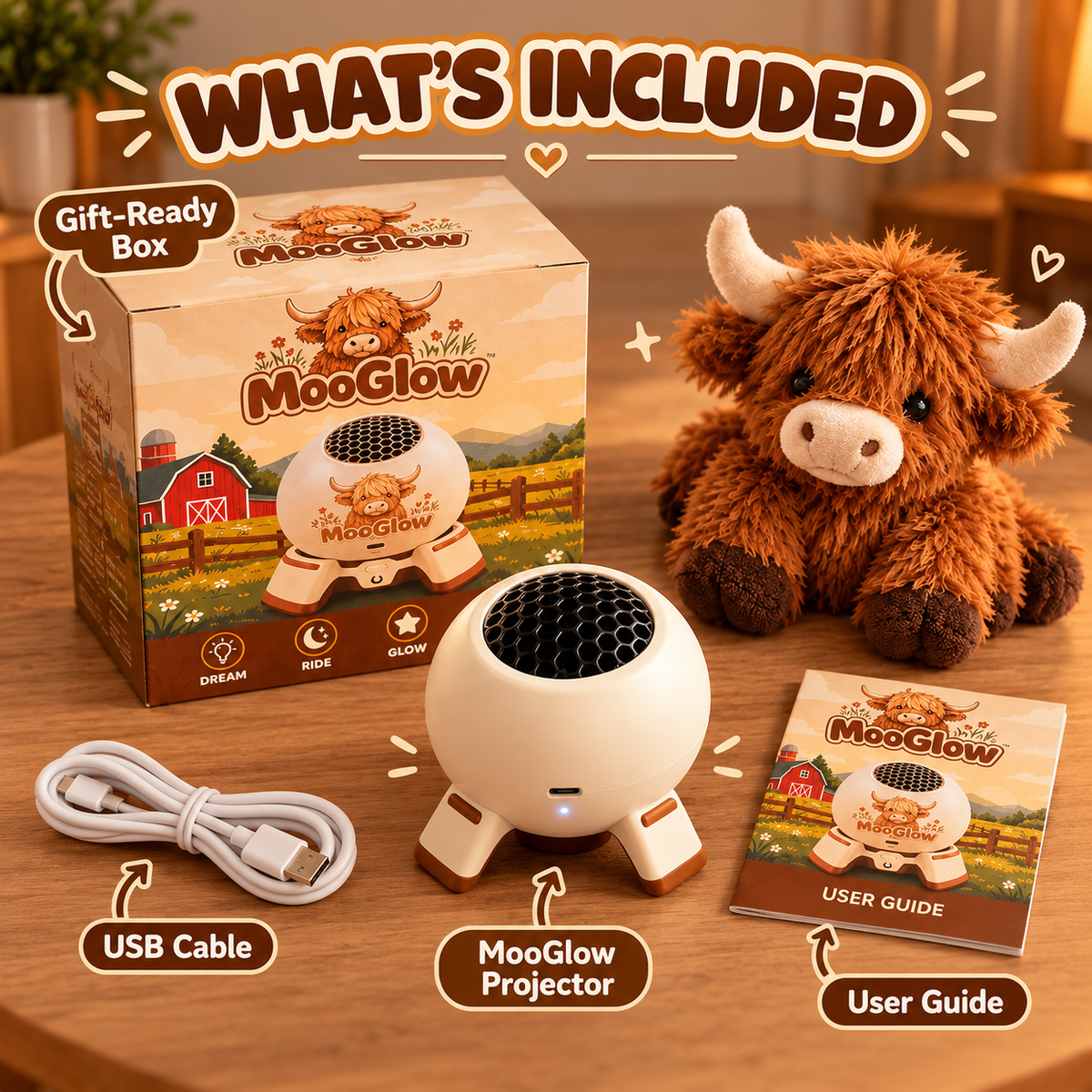 🐮 Highland Cow Dream Projector – Farm-Themed Bedroom Light for Kids, Cozy Bedtime Room Projector