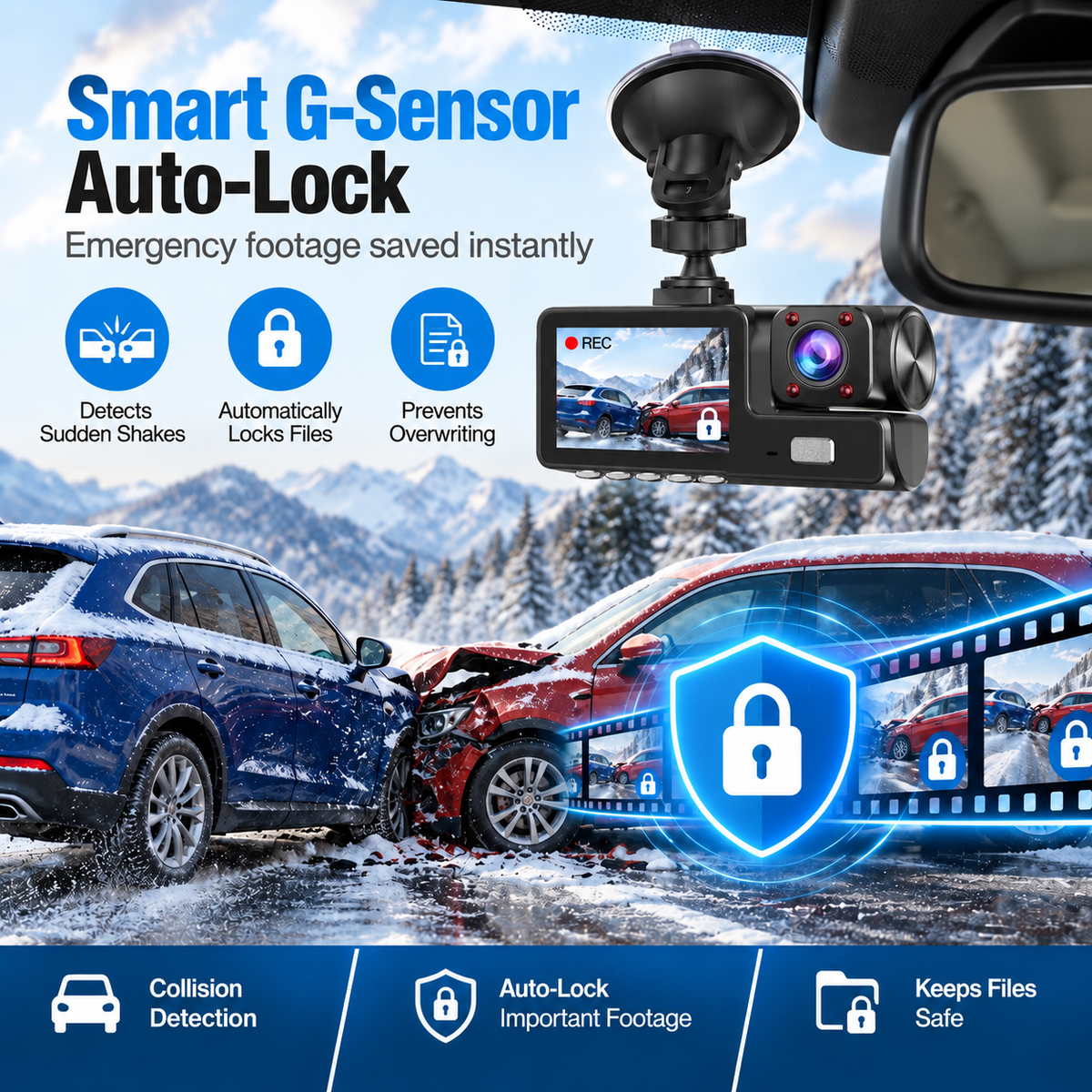 Upgraded 360 Protection Dash Cam: Triple-Lens 1080P Front Cabin Rear Never Drive Blind Again!