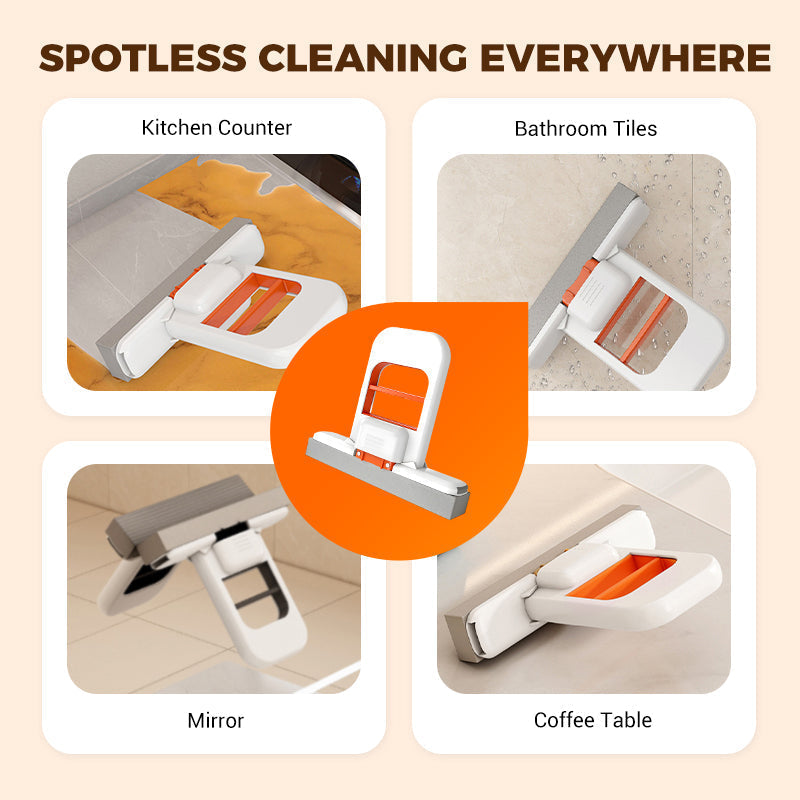 Foldable Mini Mop No-Mess Squeeze, Wipes Any Surface