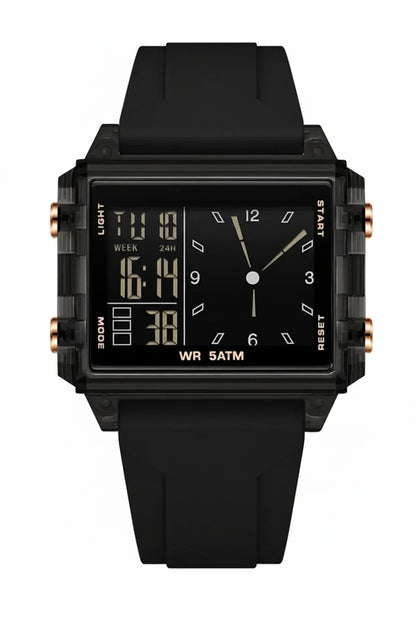 Analog-Digital Sport Watch Waterproof, Luminous & Multi-Function