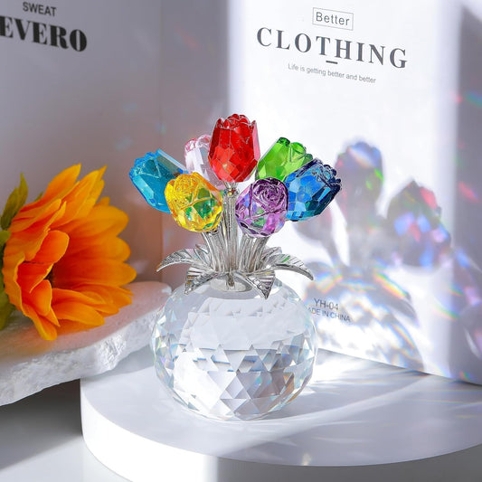 Crystal Colorful Rose Flower Vase