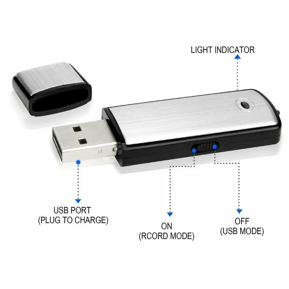 USB Flash Drive Voice Recorder 2-in-1 Voice Activated, Smart Noise Reduction, Auto File Save