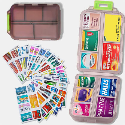 Mother's Day Travel Pill Organizer Box (161 Labels for Customization)