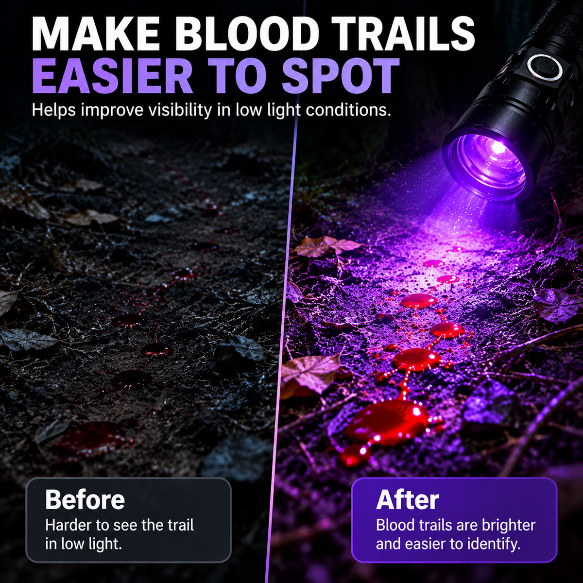 Blood Tracking Flashlight Rechargeable Hunting Light For Outdoor Tracking
