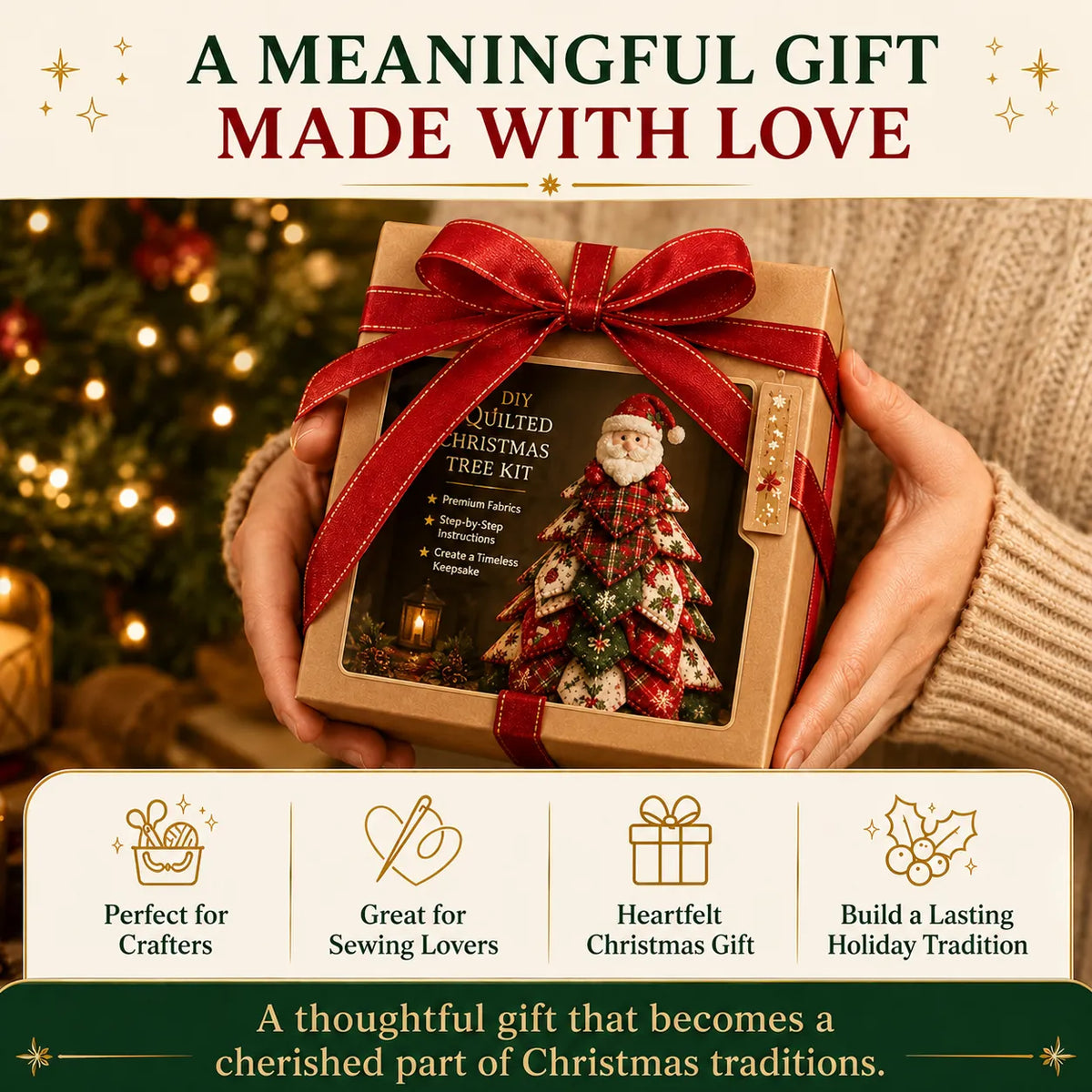 Offer - DIY Quilted Christmas Tree Kit Handmade Fabric Holiday Tabletop Tree Decor