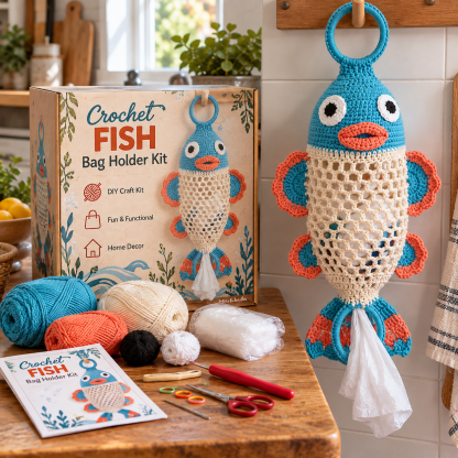 Crochet Animal Bag Holder DIY Kit Cute & Functional Hanging Storage Craft Kit