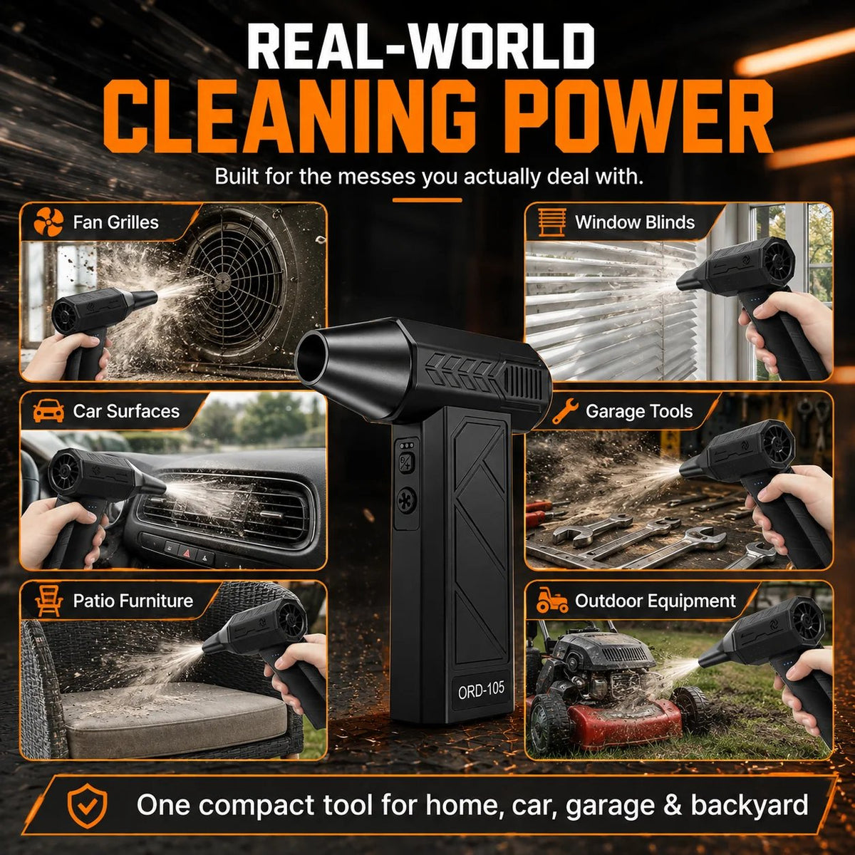 Cordless Turbo Air Duster for Cars, Garages & Workspaces