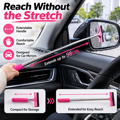 Telescopic Car Side Mirror Wiper Extendable Rain Water Squeegee