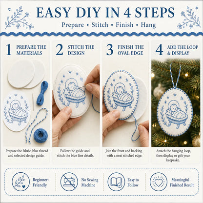 Beginner-Friendly DIY Heirloom Oval Embroidery Ornament Kit Collection