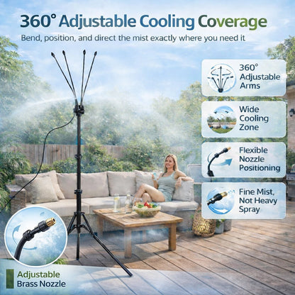 Portable Misting System: Drop your patio temperature by 20 F instantly without using a single watt of electricity
