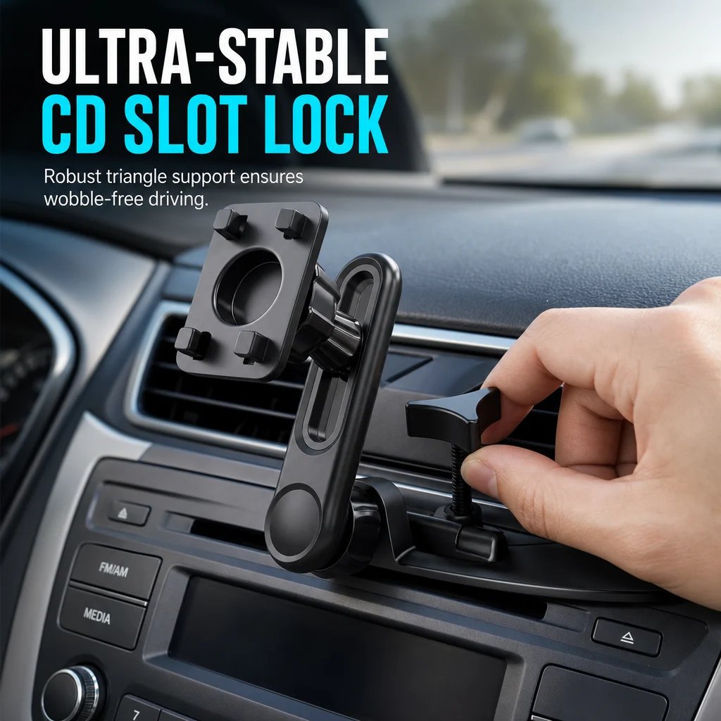 Car CD Slot and Air Vent Adjustable Gravity Phone Mount Holder Bracket Accessory