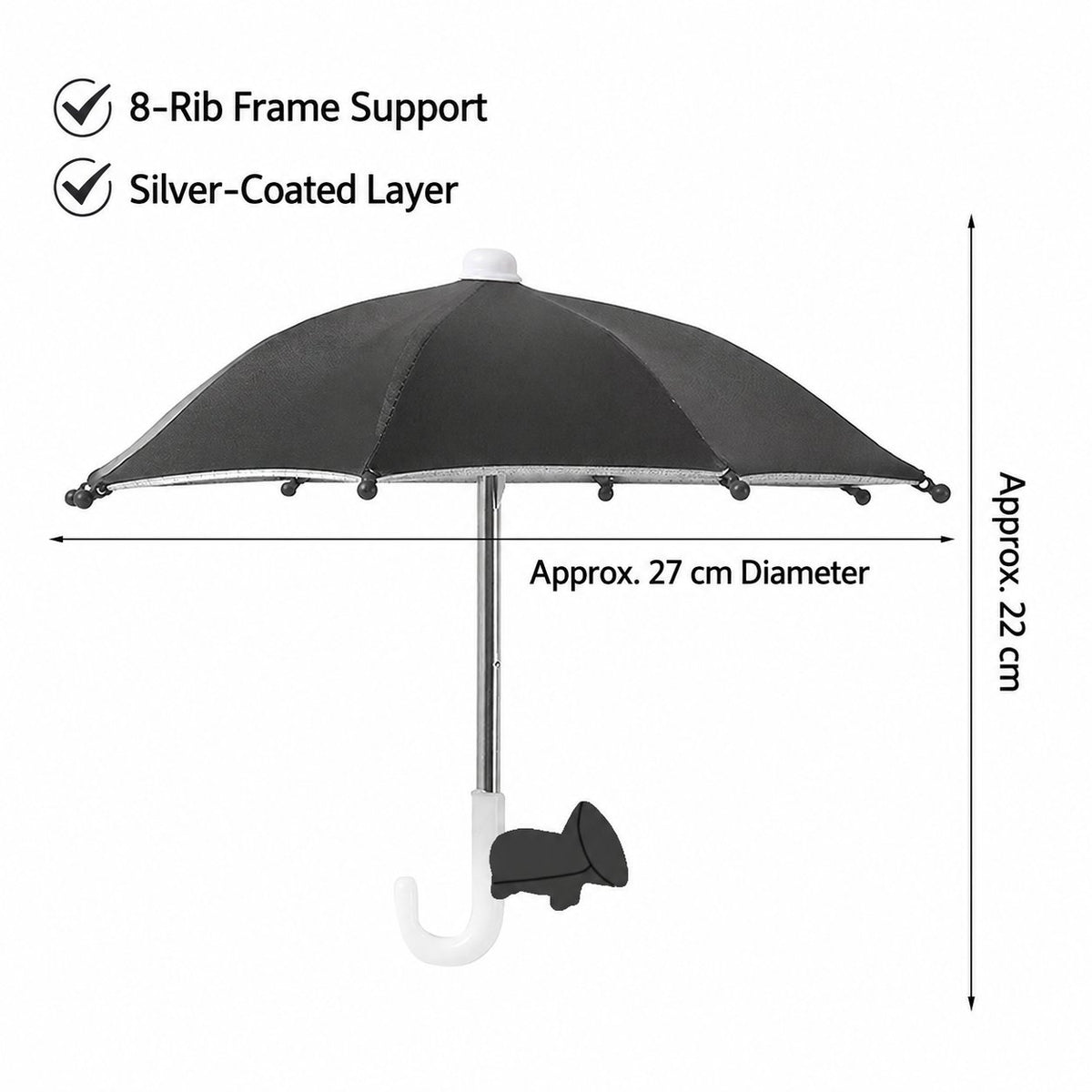 Mini Sun/Rain Umbrella for Motorcycle & Bicycle Phone MountShade Your Screen. Save Your Battery