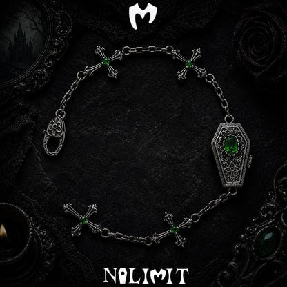 Sterling Silver Gothic Coffin Cross Bracelet