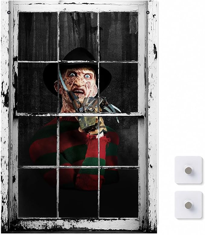 [Scare Neighbors] 3D Halloween Window Poster: Realistic Horror Scene