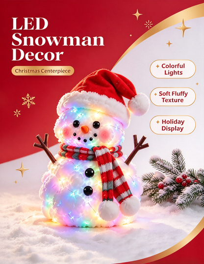 Glowing Snowman Plush | Light-Up Christmas Tabletop Decoration
