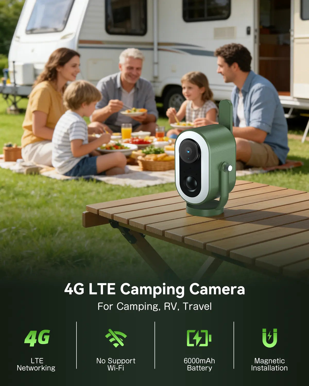 Trailer Camera 4G Outdoor Security Camera, 2K HD Wireless Surveillance, 6000mAh Battery, PIR Human Detection