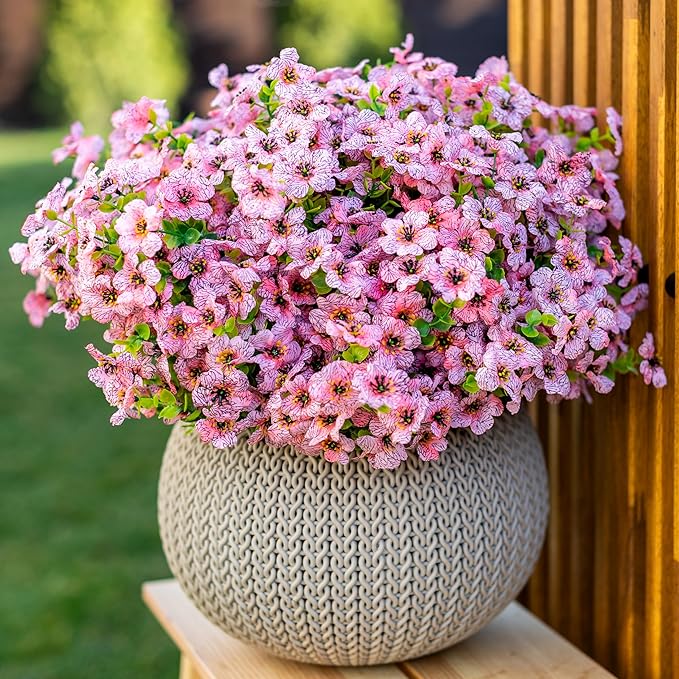 UV Resistant Artificial Flowers Fade-Free & Colorful for Garden, Patio, Home Decor