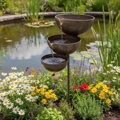 Cascading Rain Catcher Birdbath