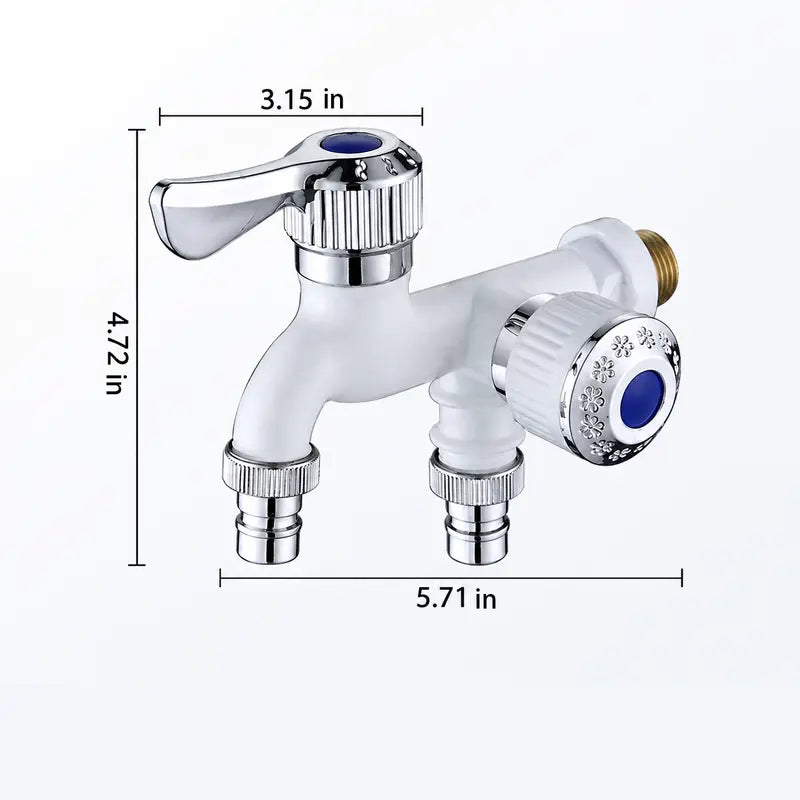 Dual-Outlet Faucet Two Independent Water Connections for Laundry, Garden & Everyday Cleaning