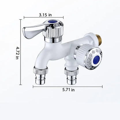 Dual-Outlet Faucet Two Independent Water Connections for Laundry, Garden & Everyday Cleaning