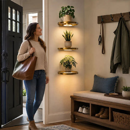 Floating Plant Shelf with Built-in Ambient LED Light