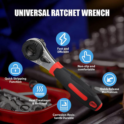Adjustable Ratchet Wrench 6-22mm Heavy Duty CR-V Steel Repair Spanner