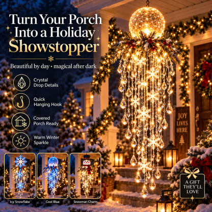 Crystal Cascade Christmas Light Hanging Snowflake & Crystal LED Porch D cor