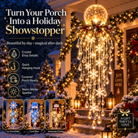 Crystal Cascade Christmas Light Hanging Snowflake & Crystal LED Porch D cor