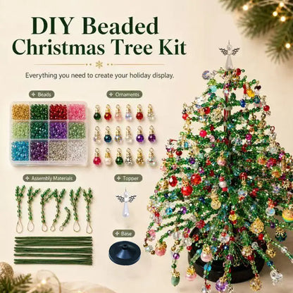 DIY Crystal Beaded Mini Christmas Tree Kit, Fun Family Holiday Craft Gift Set