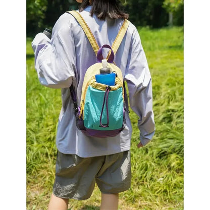 Unisex Lightweight Color Block Nylon Mini Backpack Compact & Water-Resistant Daypack for Every Adventure!